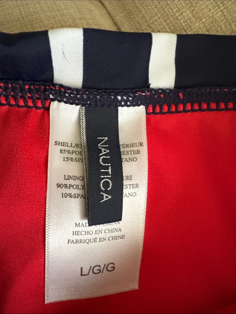 Nautica Red and Navy Striped Bikini Bottom